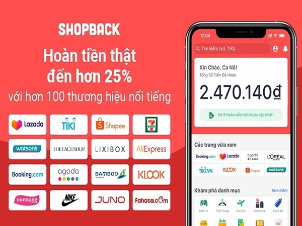 Nhận tiền hoàn sau mỗi lần mua hàng với ShopBack