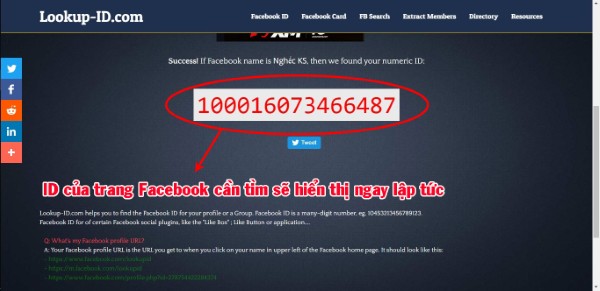 Cách tìm ID Facebook bằng Lookup-ID