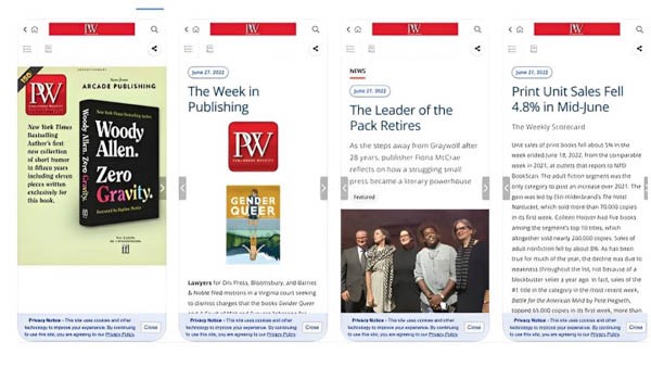 Web đọc báo kiếm tiền Publishers Weekly