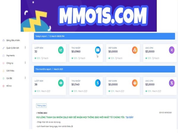 Mmo1s.com - Nền tảng dành cho những người muốn kiếm tiền bằng rút gọn link