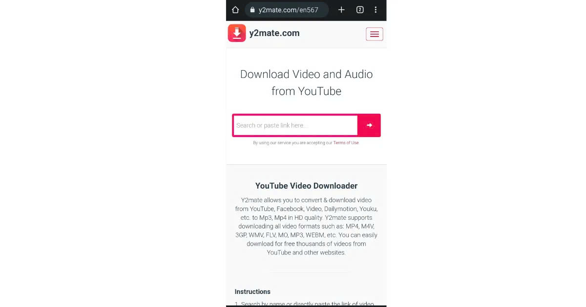 Tải video YouTube về điện thoại bằng y2mate.com