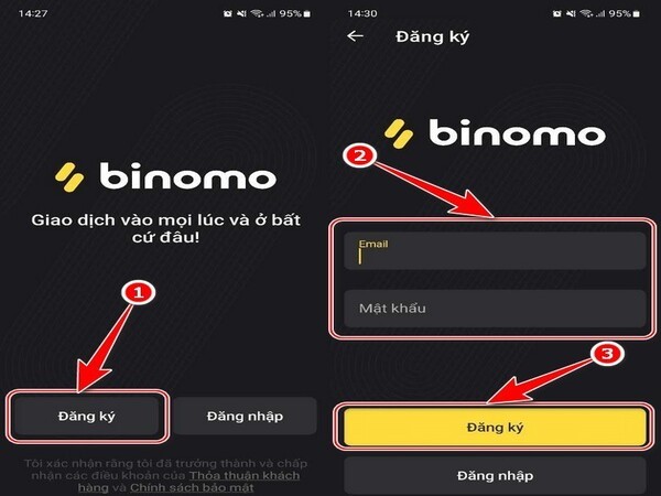 Hướng dẫn đăng ký tài khoản Binomo
