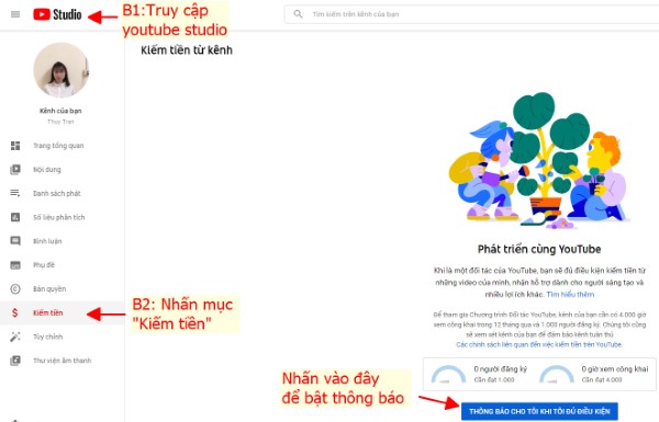 Các bước để bắt đầu kiếm tiền trên Youtube