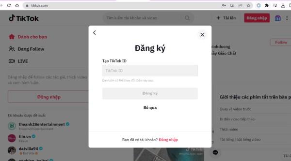 Cách đăng ký khoản TikTok